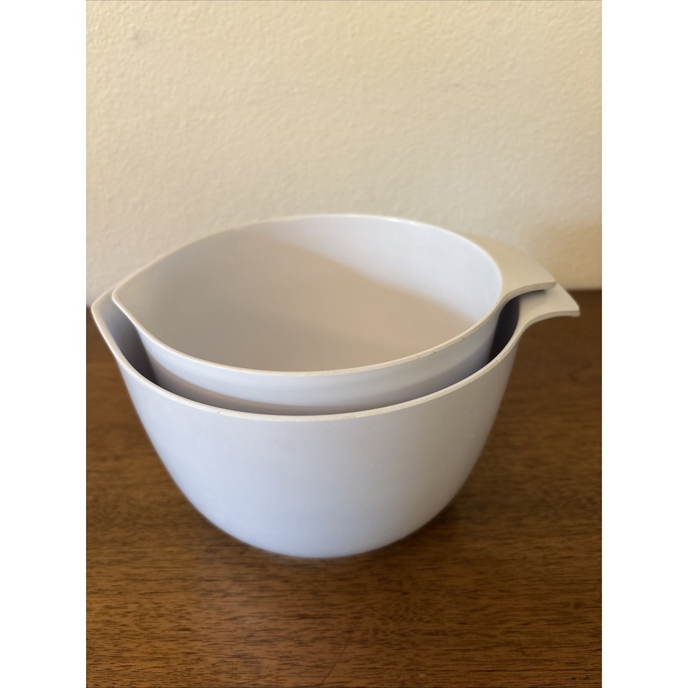 Set Of 2 Vintage DANSK White Melamine Mixing Nesting Bowls Rare Set